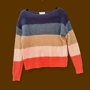 Old Navy Women's Medium Colorblock Striped Chunky Knit Sweater Multicolor